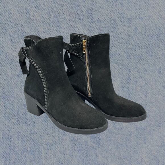 Ugg Shoes - UGG Women's Fraise Whipstitch Suede Ankle Boots in Black, Size 6.5